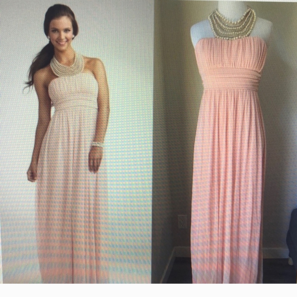 Halter Mesh Gown, Pearl Jeweled Necklace Size 13